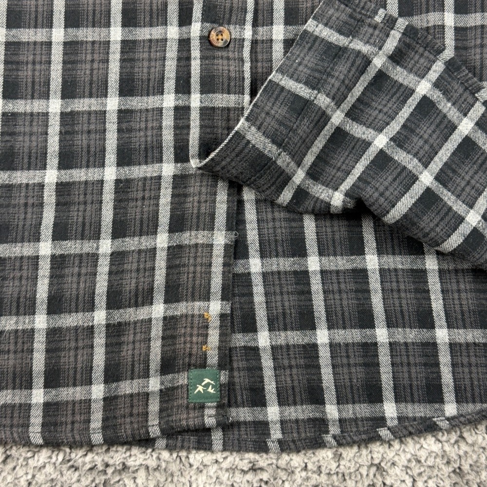 Outdoor Life Men's Size L Plaid Flannel Long Sleeve Button Up Shirt Gray White - Picture 7 of 10